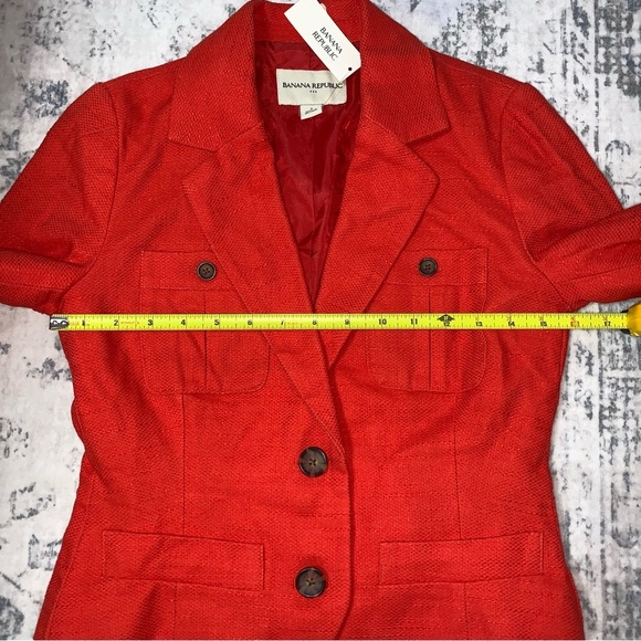 Banana Republic Red-Orange Linen Blend Blazer Jacket 2 - Picture 5 of 14